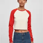 Women's Organic Cropped Retro Baseball Long Sleeve White Sand/Huge