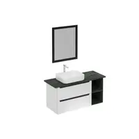 Kúpeľňová zostava s umývadlom vrátane umývadlovej batérie, vtoku a sifónu Naturel Stilla biela lesk KSETSTILLA002