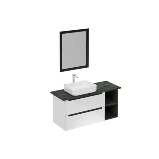 Kúpeľňová zostava s umývadlom vrátane umývadlovej batérie, vtoku a sifónu Naturel Stilla biela lesk KSETSTILLA002