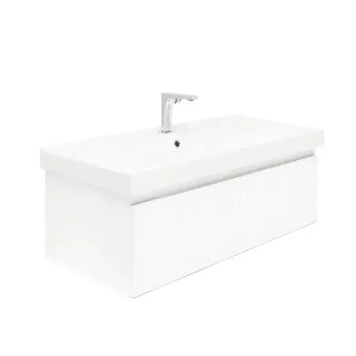 Kúpeľňová skrinka s batériou a umývadlom SAT Evolution 1 98x30x44, 8 cm biela mat SATEVO100WMU1B