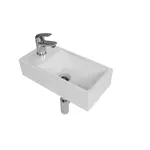 Kúpeľňový set závesného ľavého umývadla Brevis, pákovej batérie, sifónu, prietočnej zátky a roháčikov KSETBRE2L