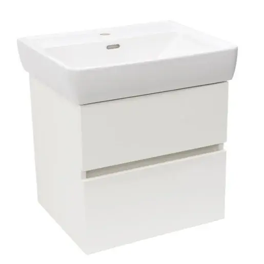 Kúpeľňová skrinka s keramickým umývadlom Laufen Naturel Project 52,5x51x45,3 cm biela lesk PROJECT260BI