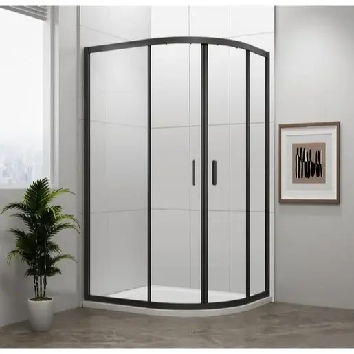 Sprchový kút asymetrický 80x90 cm Polysan Easy Black EL2815B