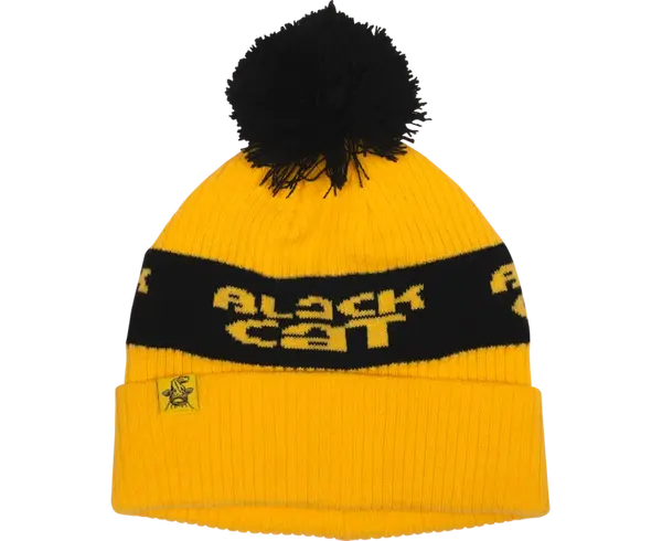 Black cat čepice yellow bobble hat