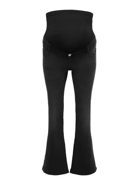 Only Maternity Džínsy 'OLMHELLA LIFE HW RETRO FLARED DNM BOX'  čierna melírovaná