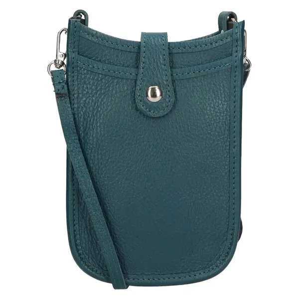Dámska kožená kabelka na mobil a doklady Italia Limma - modro-zelená