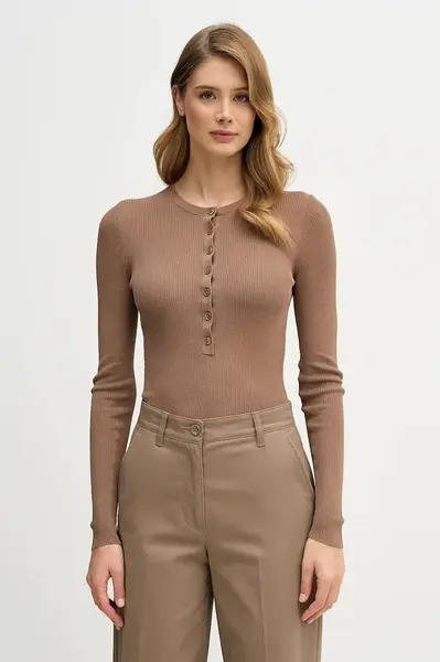 Svetr Sisley dámský, hnědá barva, 19EQM2024