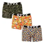 Styx 3PACK pánské boxerky long art sportovní guma vícebarevné (3U13724) L
