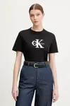 Bavlněné tričko Calvin Klein Jeans dámské, černá barva, LV047E819G