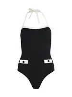 Karl Lagerfeld Jednodielne plavky  čierna / biela