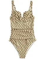 Next Jednodielne plavky  krémová / zelená / čierna