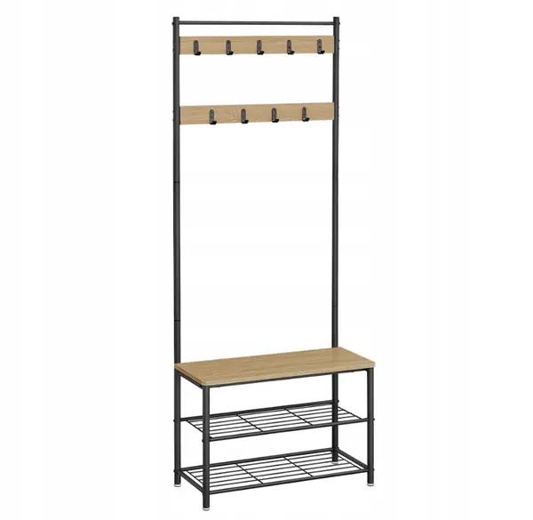 Kovová predsieňová stena INDUSTRY 175 cm, čierna/dub sonoma