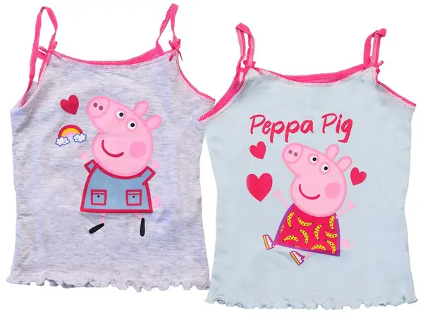Detské tielko 2 ks PRASIATKO PEPPA svetlozelené/sivé - rôzne veľkosti Veľkosť: 98 - 104