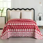 Přehoz na postel VÁNOČNÍ LES červený Rozměr: 220 x 240 cm