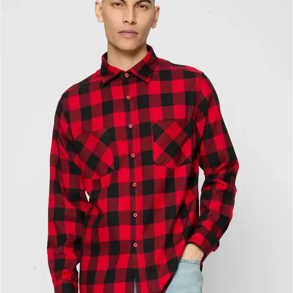 Kostkovaná Flanelová košile blk/červená