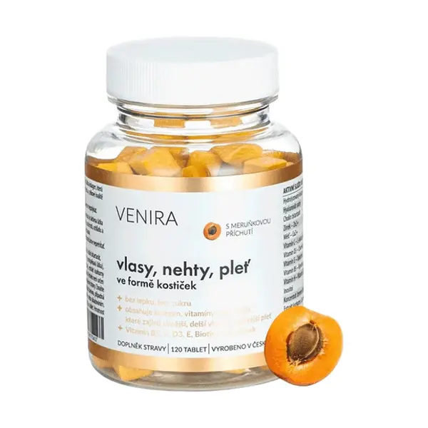 VENIRA srdíčka pro vlasy, nehty a pleť meruňka, 120 srdíček