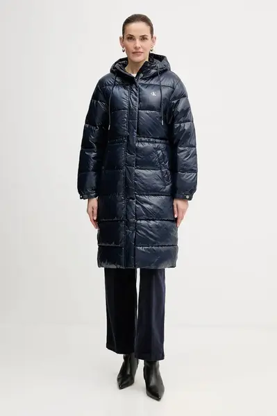 Bunda Calvin Klein Jeans tmavomodrá barva, zimní, LV047D506G