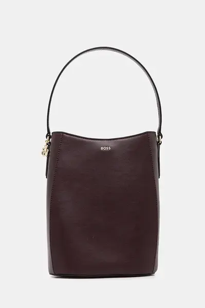 Kožená kabelka BOSS NUMAH Bucket fialová barva, 50552149