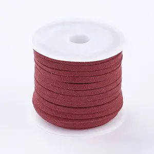 3x1.5mm Red Flat Faux Suede Cord
