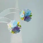 Flower Glass Plastic Stud Earrings