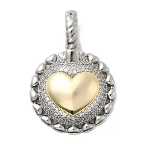 Brass Micro Pave Clear Cubic Zirconia Pendants