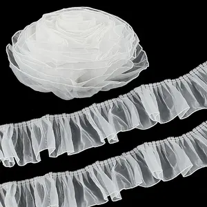 Polyester Pleated Lace Ribbon