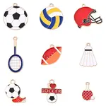 36Pcs 9 Styles Sports Theme Alloy Enamel Pendants