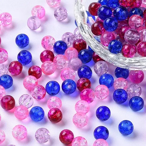 Baking Paint Crackle Glass Beads