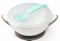 Babyono Uzaviratelná miska s přísavkou a lžičkou - mátová, šedá,