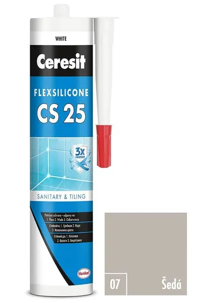 Silikon sanitární Ceresit CS25 07 šedý 280 ml