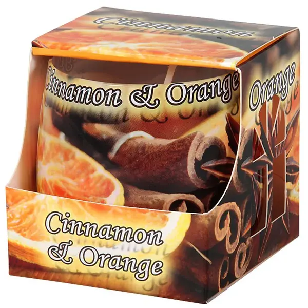 Vonná vianočná sviečka v skle  škorica a pomaranč 90 g