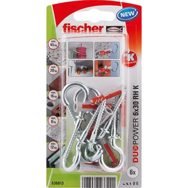 Fischer Univerzálna hmoždinka Duopower s okrúhlym hákom 6x30 RH K