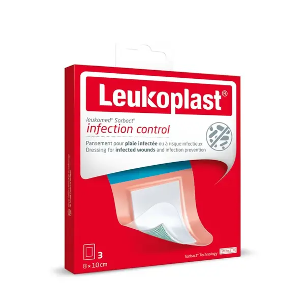 Leukoplast Leukomed Sorbact 8 x 10 cm voděodolné krytí 3 ks