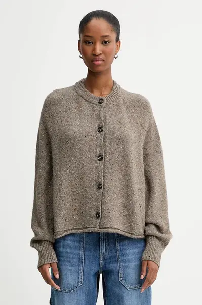 Kardigan s příměsí vlny Marc O'Polo béžová barva, 510608461121