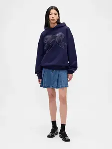 Džínová plisovaná mini sukně Gap × Sandy Liang