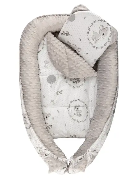 Bomimi HARMO Hnízdečko s polštářkem minky, KOLOUŠEK šedá