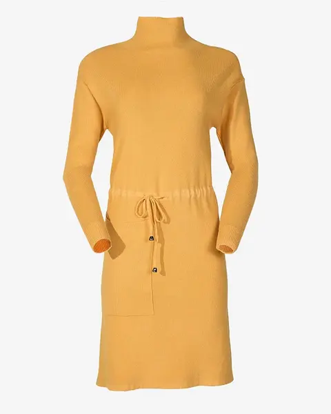 Resti Yellow ladies turtleneck sweater dress - Clothing