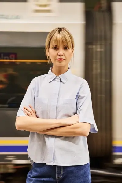 Marisse Light Blue Striped Cotton Shirt