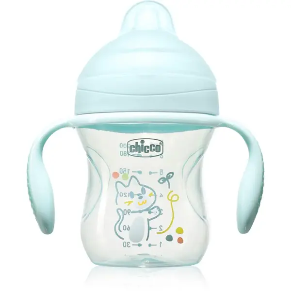 Chicco Transition Cup 4m+ tréningový hrnček s držadlami Teal 200 ml