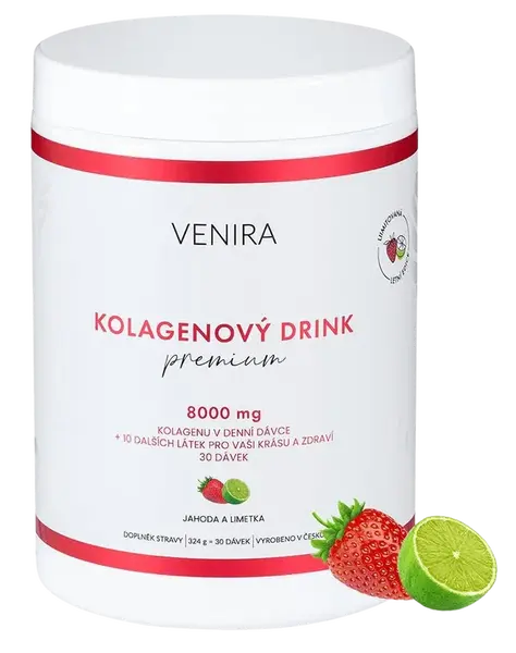 VENIRA Prémiový kolagénový drink jahoda a limetka 324 g