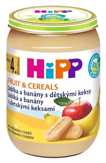HIPP BIO Jablká a banány s detskými keksami 190 g