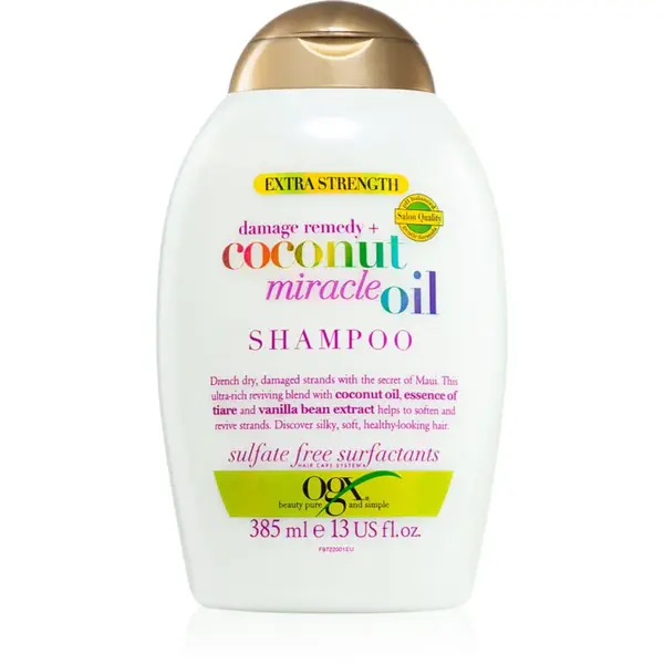 OGX Coconut Miracle Oil posilňujúci šampón pre poškodené vlasy s kokosovým olejom 385 ml