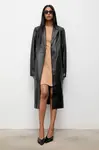 Kožený kabát Answear.LAB dámský, černá barva, přechodný
