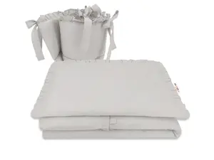 Baby Nellys 3-dílná sada Mantinel s povlečením, Royal - šedá, 135 x 100 cm