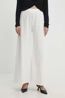 Kalhoty Answear.LAB dámské, bílá barva, široké, high waist