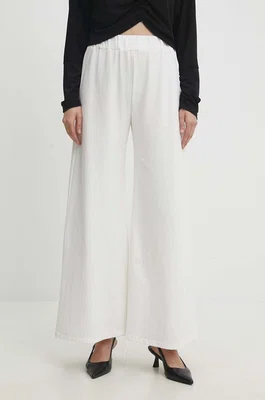 Kalhoty Answear.LAB dámské, bílá barva, široké, high waist