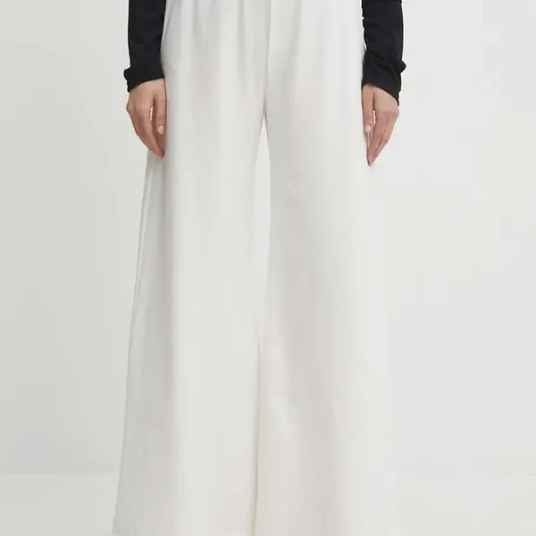 Kalhoty Answear.LAB dámské, bílá barva, široké, high waist