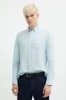 Lněná košile HUGO regular, s límečkem button-down, 50514162