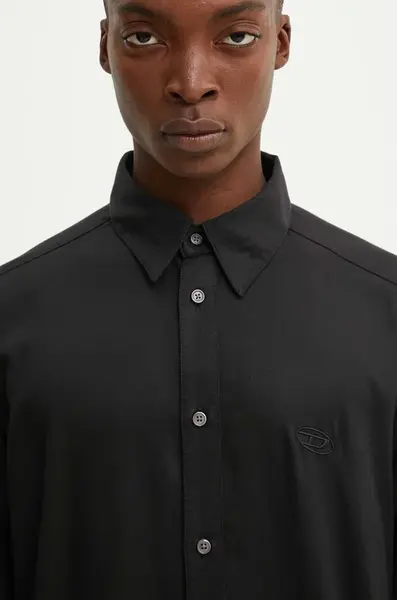 Košile Diesel S-SIMPLY-C pánská, černá barva, regular, s klasickým límcem, A14415.0HPAG