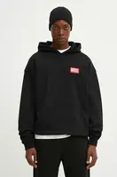 Bavlněná mikina Diesel S-BOXT-HOOD-LAB pánská, černá barva, s kapucí, s aplikací, A14949.0ILAC